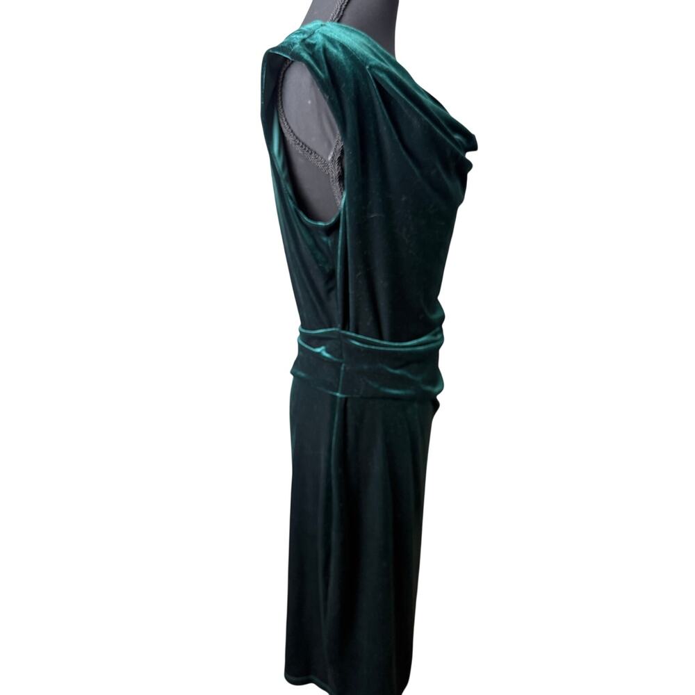 Vince Camuto Velvet Cowl Neck Bodycon Mini Dress sz 8 Old Hollywood Glam Green - Picture 6 of 8